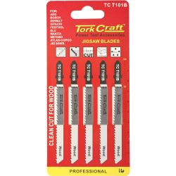 TORK CRAFT T-shank Jigsaw Blade For Wood 2.5mm 10tpi 100mm 5pc